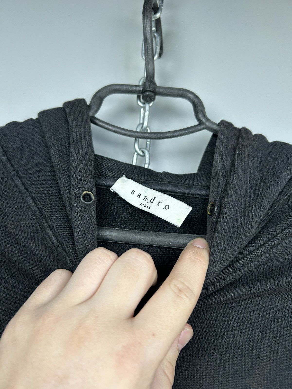Designer × Sandro Modern Sandro Black Blank Thrashed Hoodie Size US M / EU 48-50 / 2 - 6 Thumbnail