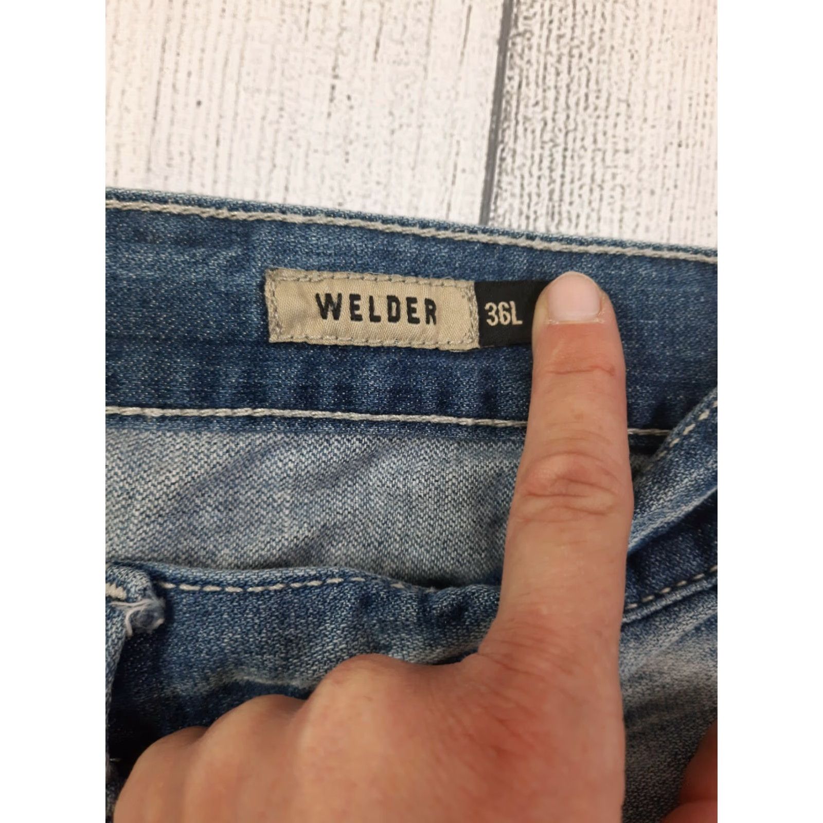 BKE VINTAGE BKE Welder Denim Jeans 36L 36x33 M2M Distressed Mens Straight Cotton Elastane Blue 1967 Size US 36 / EU 52 - 4 Thumbnail