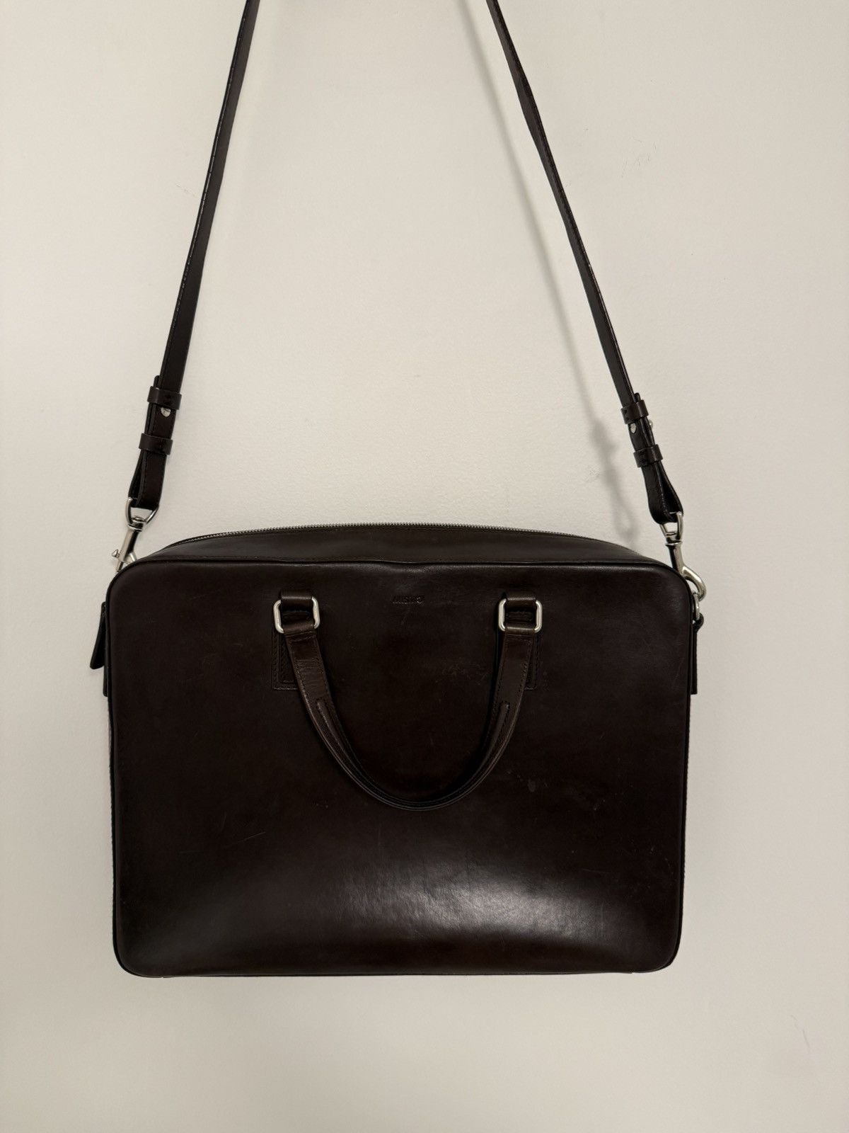 Mismo Mismo Morris Full-Grain Leather Briefcase — Dark Brown Size ONE SIZE - 1 Thumbnail