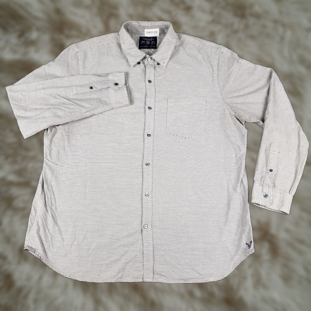 American Eagle Outfitters American Eagle Button-Up Shirt Mens 2XL Brown Striped Long Sleeve Casual Size US XXL / EU 58 / 5 - 1 Thumbnail