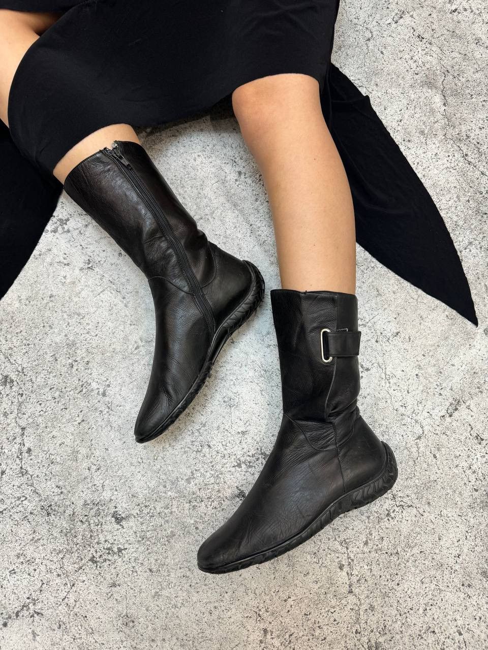 image of Avant Garde x Vintage Made Italy High Boxer Boots Moto Biker Shoes Core in Black, Women's (Size 8)