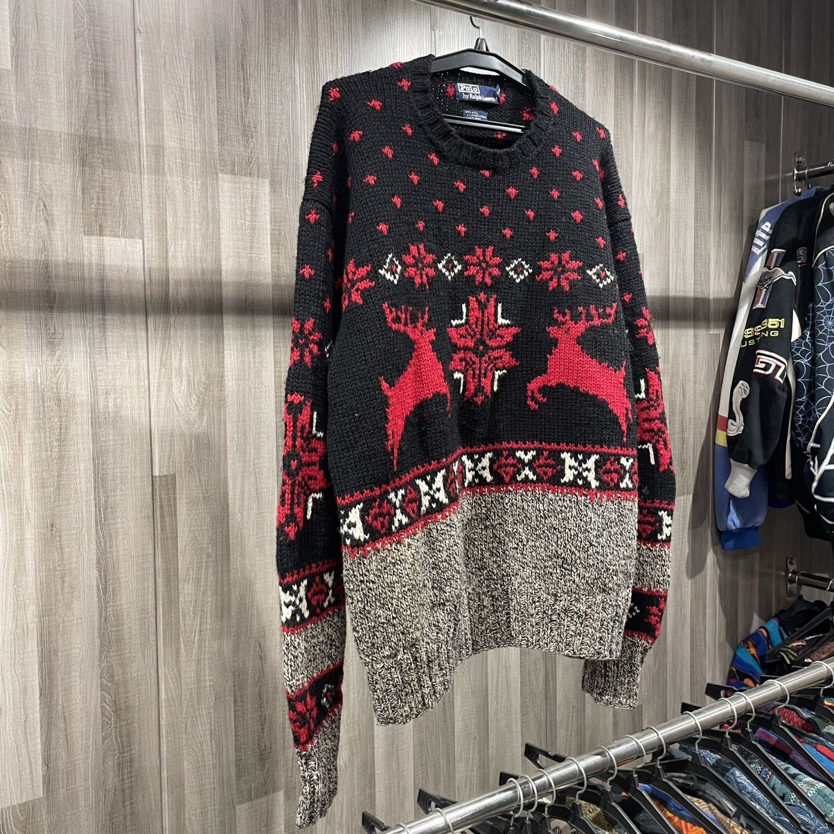 Ralph Lauren Vintage Polo Ralph Lauren Hand Knit Wool Reindeer Sweater Size US XL / EU 56 / 4 - 10 Thumbnail