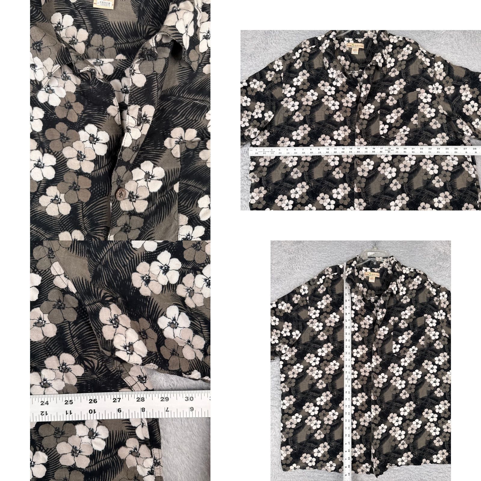 Vintage VINTAGE Island Shores Shirt Men 2XL Gray Floral Leaf Button Up 100% Rayon Hawaiian Size US XXL / EU 58 / 5 - 8 Thumbnail
