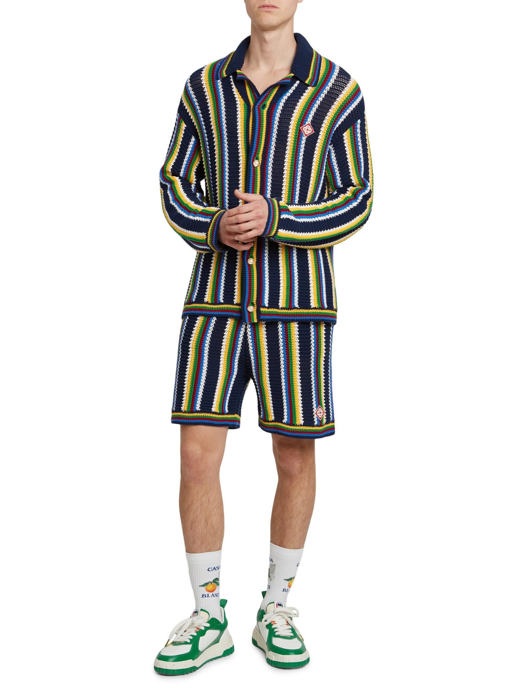 Casablanca os11x0725 Striped Crocheted Cotton-Blend Long-Sleeve Shirt Size US S / EU 44-46 / 1 - 5 Thumbnail