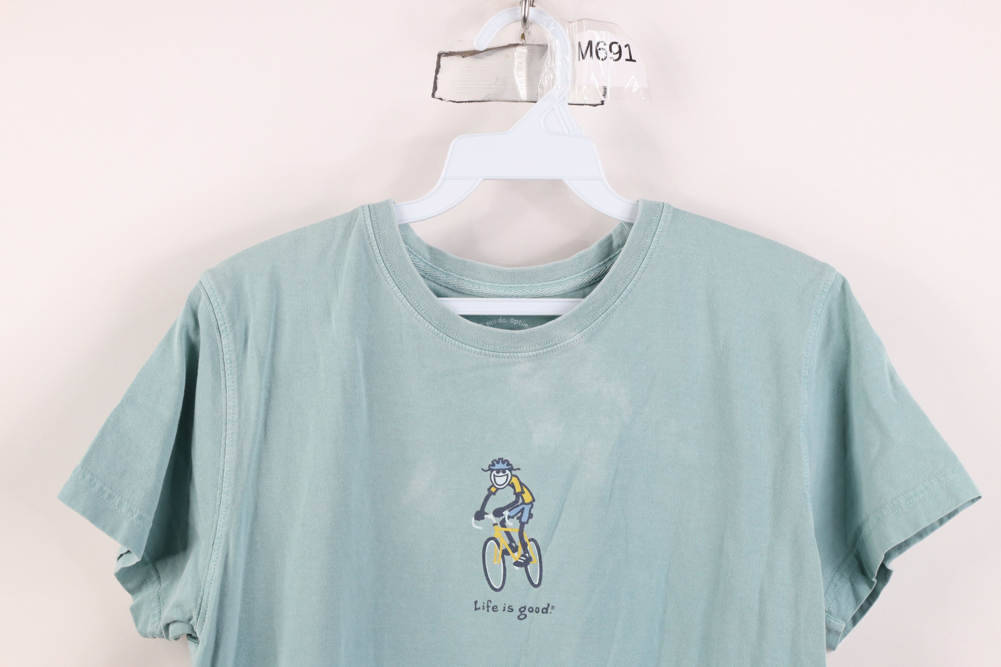 Life is Good Life Is Good Spell Out Cycling Bicycle T-Shirt Teal Cotton Size M / US 6-8 / IT 42-44 - 2 Thumbnail