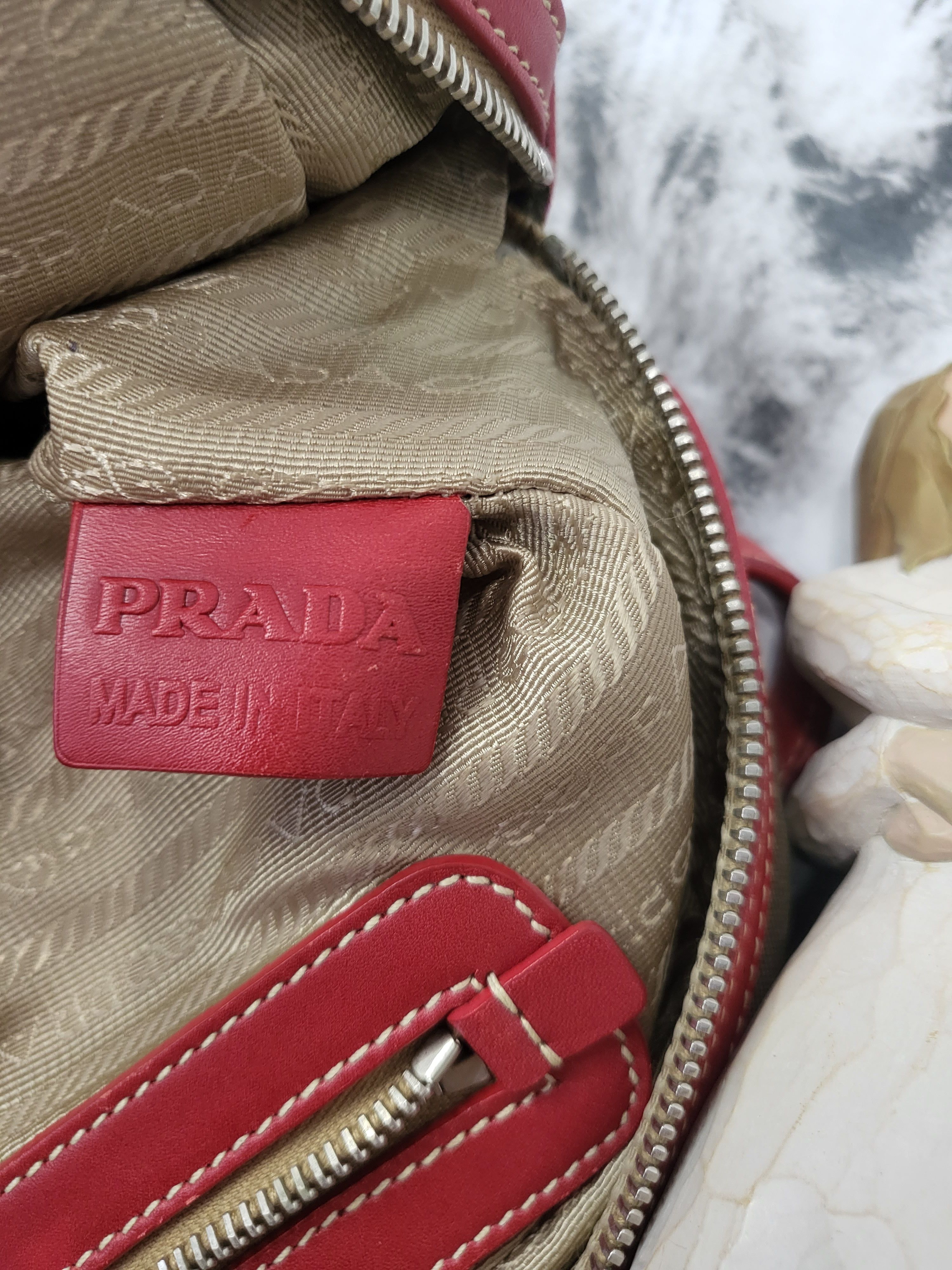Prada Vintage Prada Canapa Jacquard Bag with Red Leather Inserts Size ONE SIZE - 15 Thumbnail
