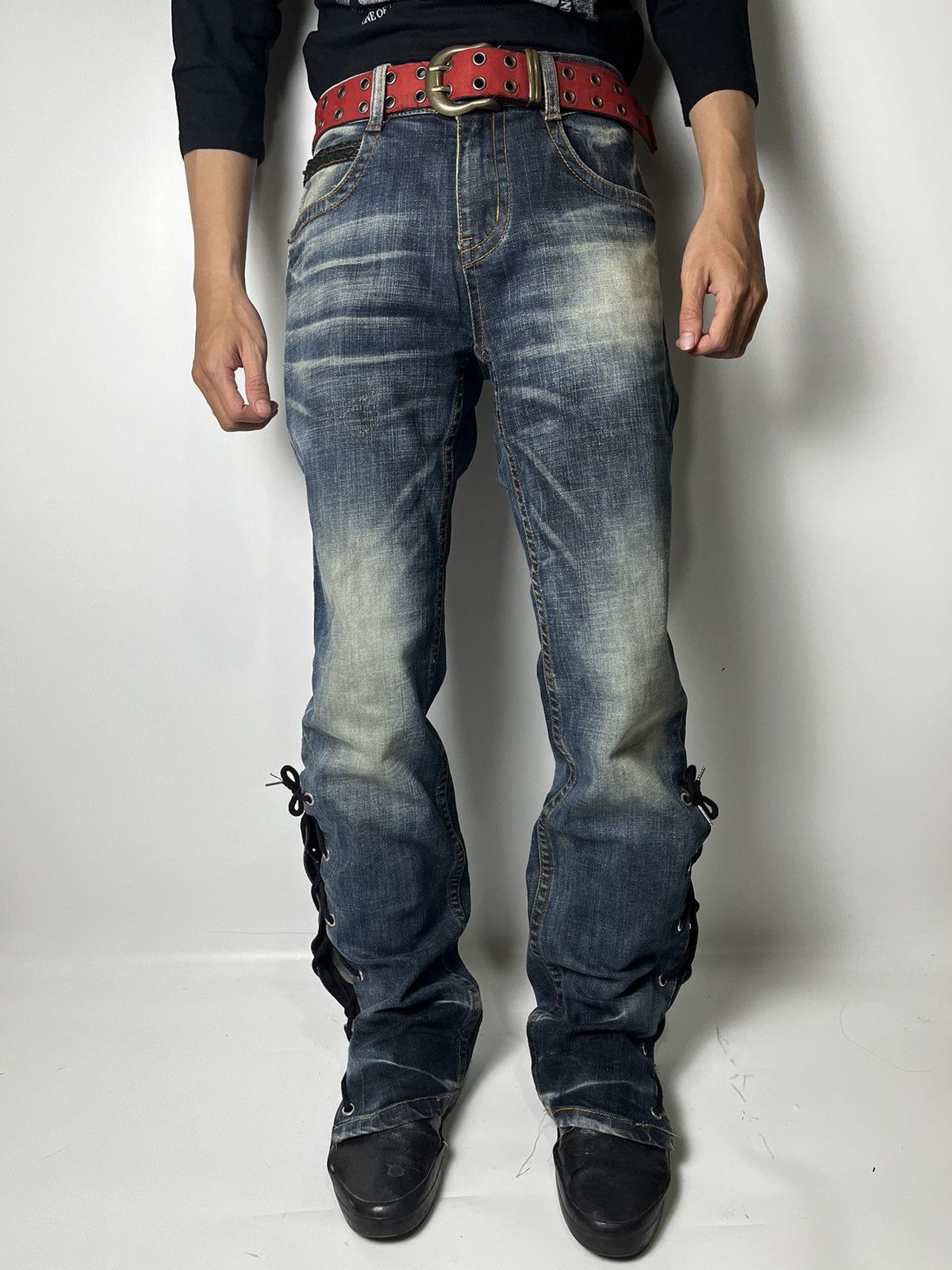 If Six Was Nine × Japanese Brand × Le Grande Bleu (L.G.B.) Lace up flare clouds72 jeans ifsixwasnine lgb style Size US 32 / EU 48 - 18 Thumbnail