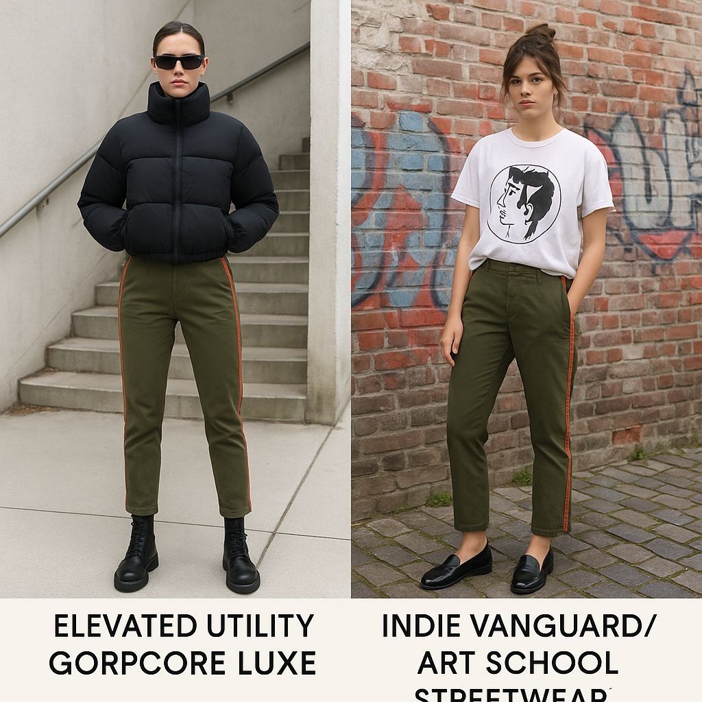 Nili Lotan Nili Lotan Women Olive Stripe Pant M Utility Tailored Parisi Size 28" / US 6 / IT 42 - 1 Thumbnail