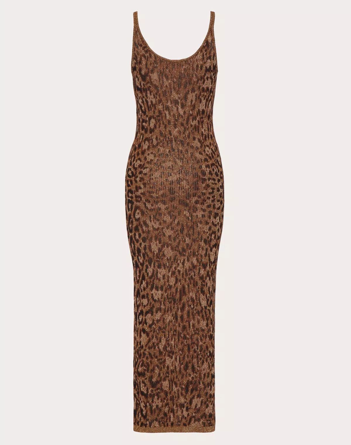 Valentino o1s1wg110625 Animalier Jacquard Cotton Lurex Dress in Brown Size M / US 6-8 / IT 42-44 - 2 Thumbnail