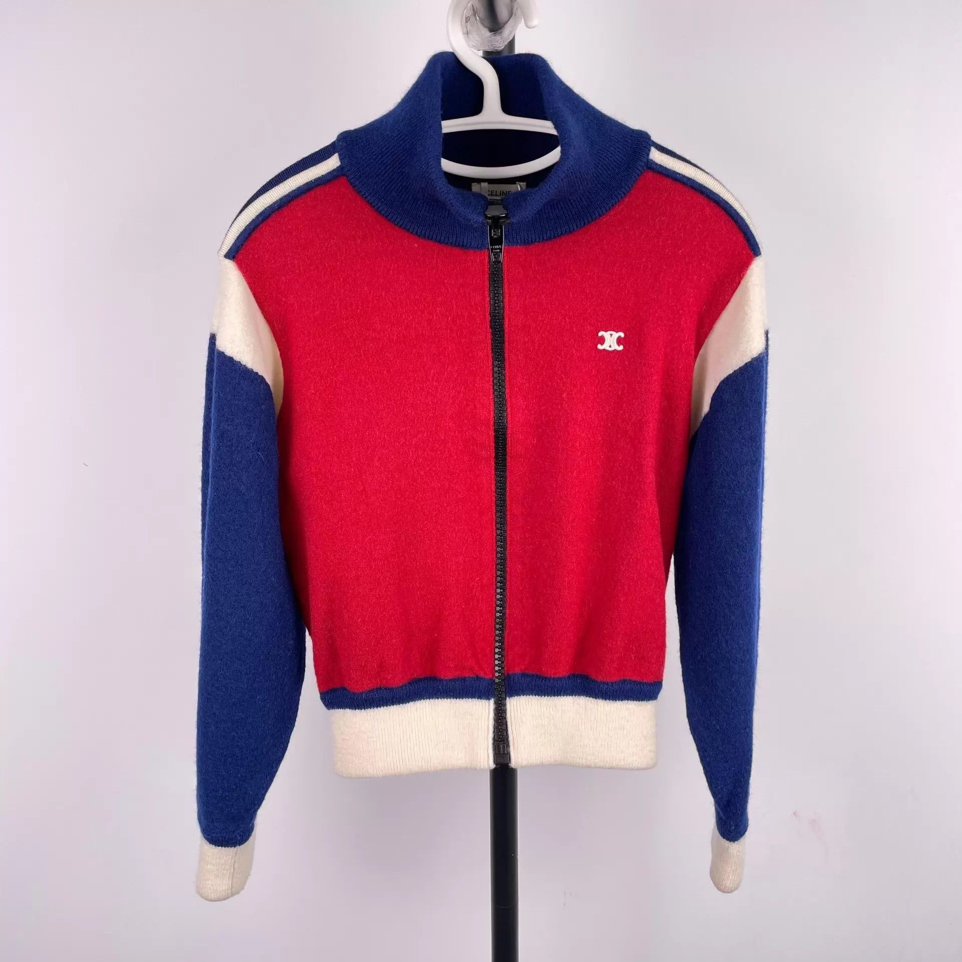 Celine CELINE Colorblocked Triomphe Embroidered Wool Jkt XS Size XS / US 0-2 / IT 36-38 - 1 Thumbnail