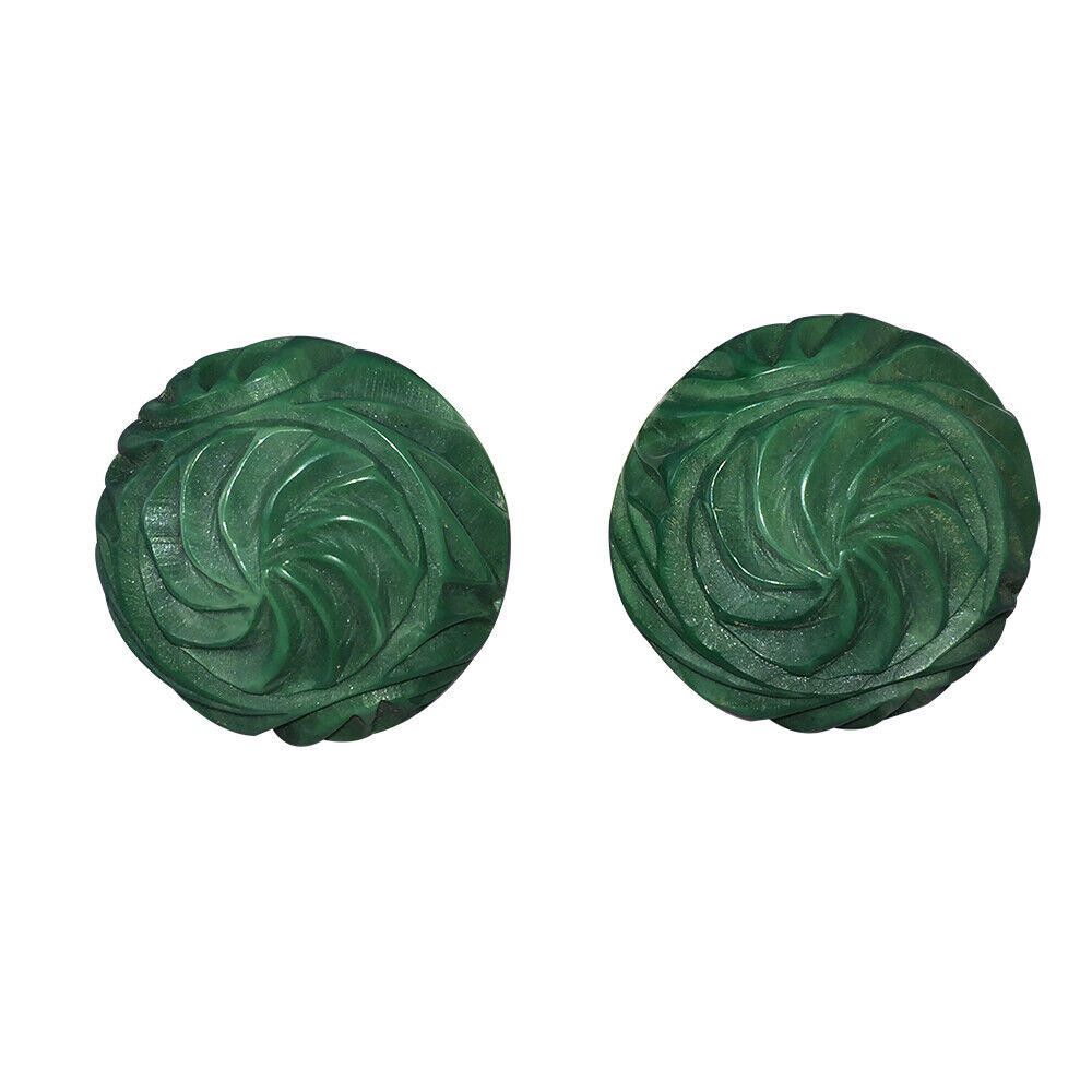 Designer Green Carved Dome Button Bakelite Earrings Size ONE SIZE - 1 Thumbnail