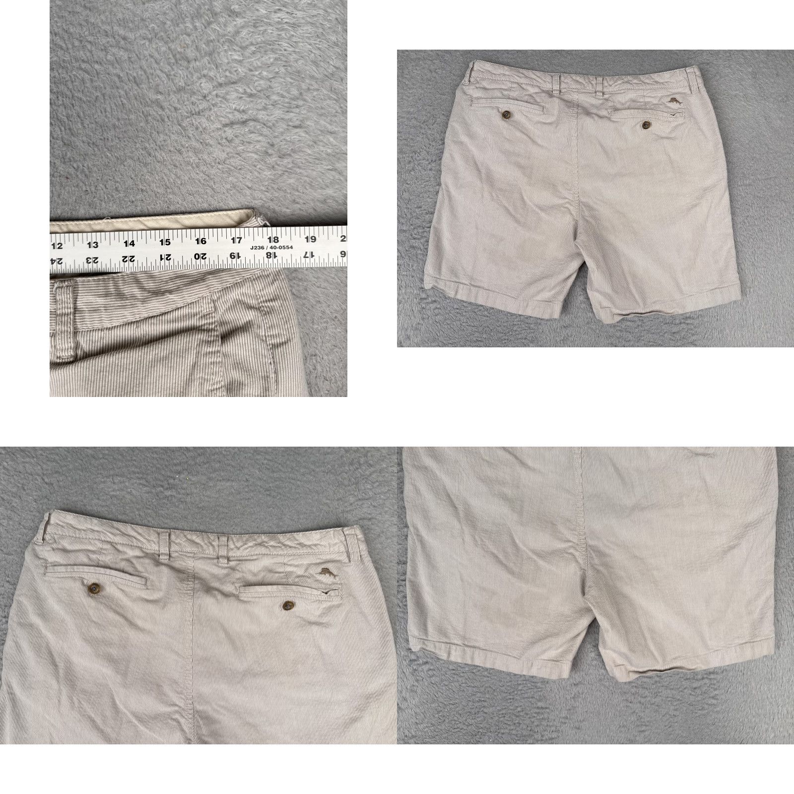 Tommy Bahama Tommy Bahama Shorts Mens 36 Beige Striped Cotton Chino Flat Front Zip Pockets Casual Summer Mens Size US 36 / EU 52 - 9 Thumbnail