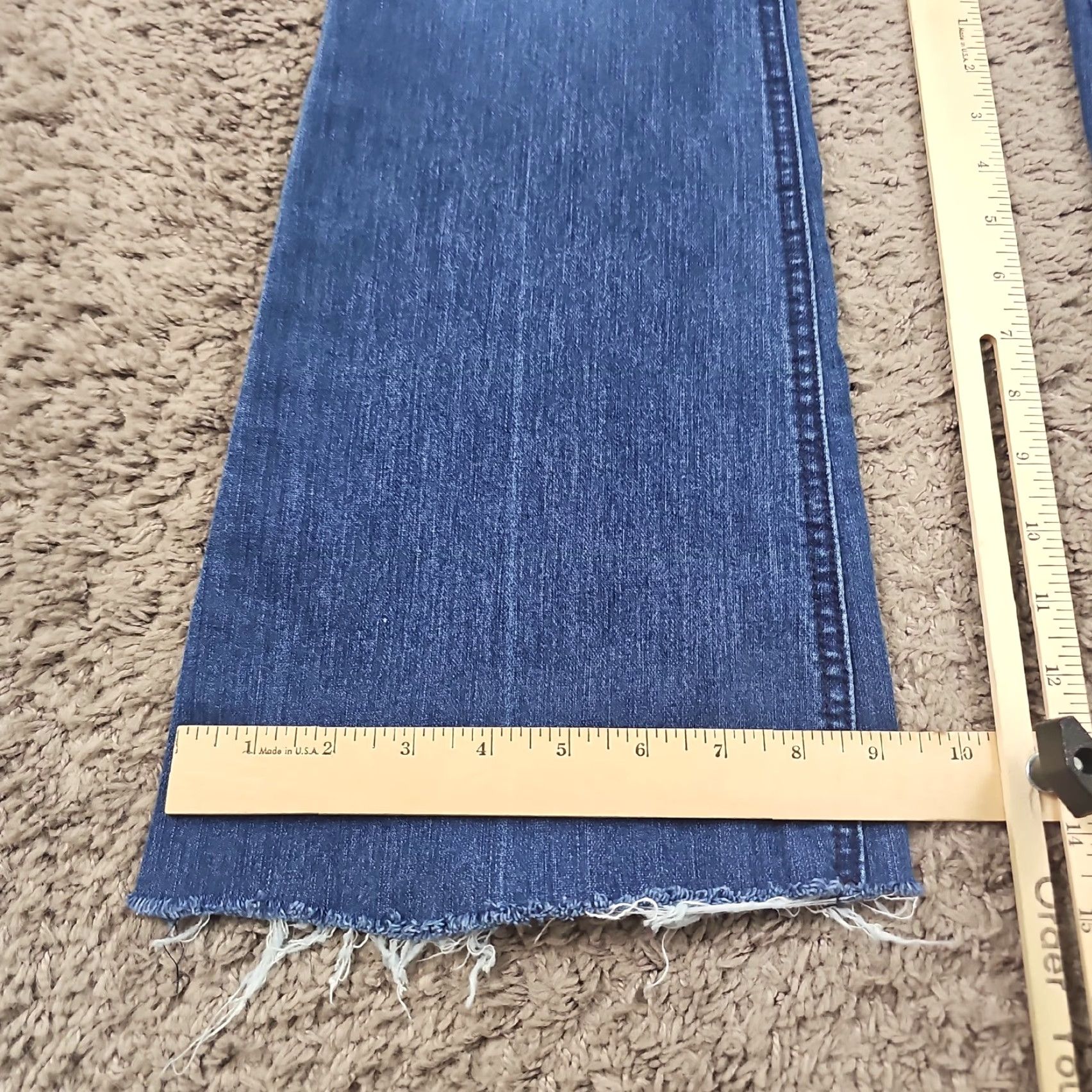 Vintage Current/Elliott Jeans Womens 26 Flared High Rise Dark Wash Stretch Frayed 23x32 Blue Denim Cotton Polyester Spandex Jeans Womens 90s? Size 26" / US 2 / IT 38 - 7 Thumbnail