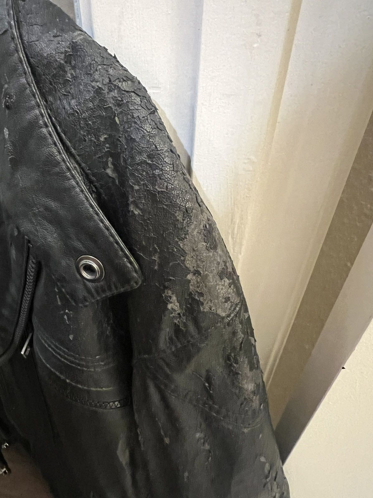 Perry Ellis Perry Ellis Men’s Black Faux Leather Hooded Moto Jacket Size US XL / EU 56 / 4 - 4 Thumbnail