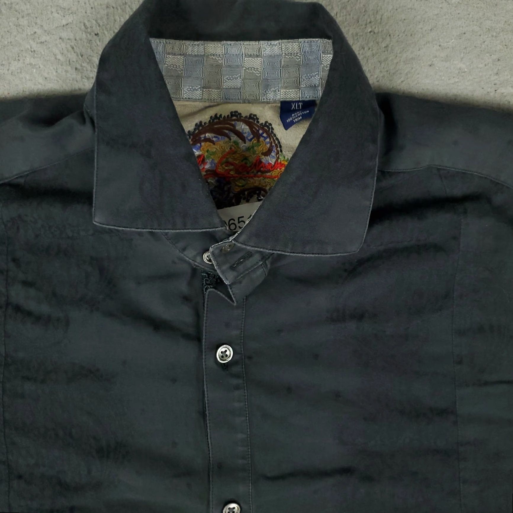Robert Graham Robert Graham Shirt Mens Size XLT Gray Button Up Long Sleeve Solid Casual Flip Cuff Size US XL / EU 56 / 4 - 2 Thumbnail