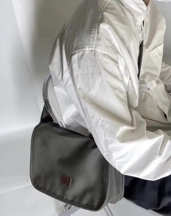 image of Fashion Y2K Faux Leather Shoulder Bag Messenger Bag in Grey, Men's