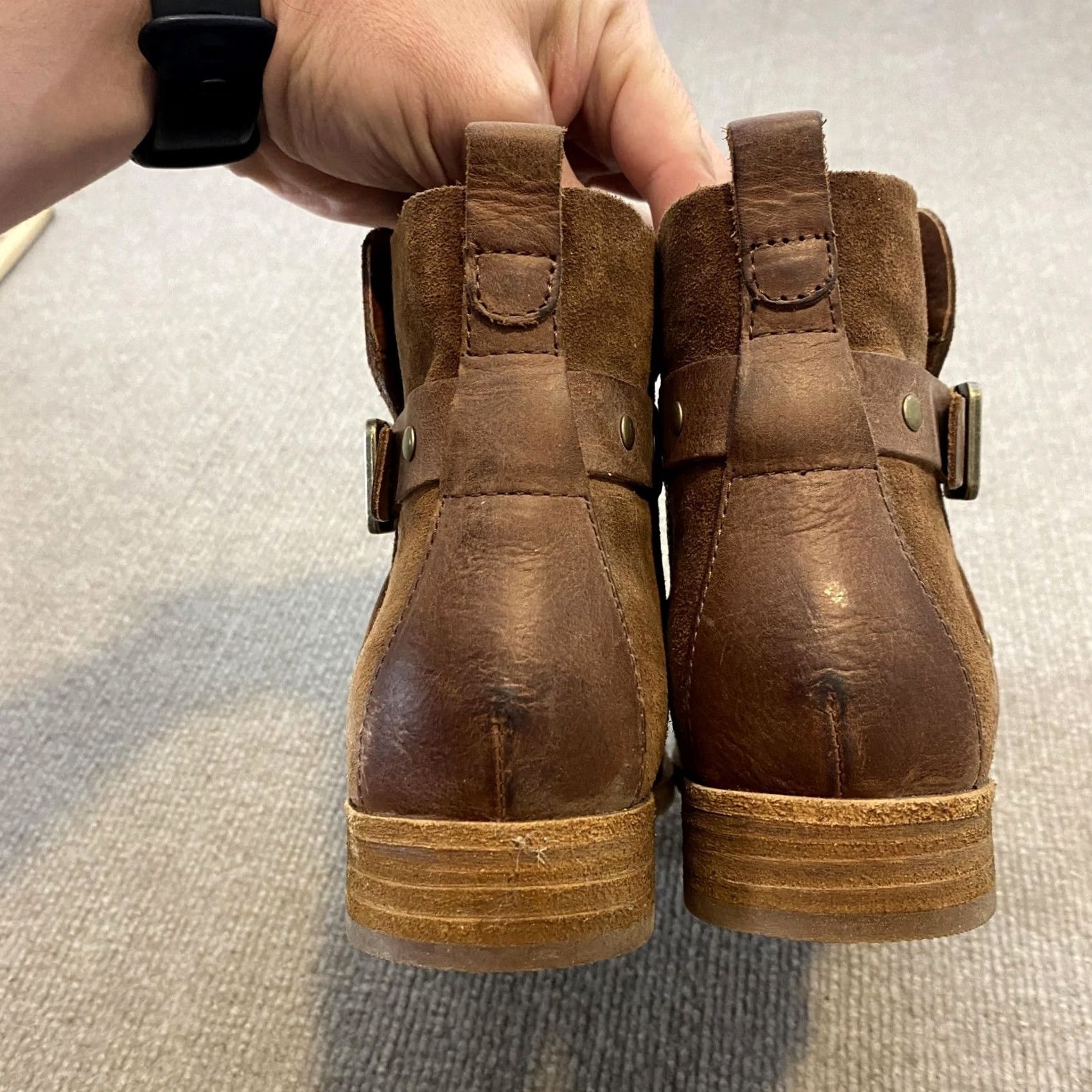 Vintage Kork-Ease Booties Womens Size 8.5 Brown Leather Ankle Strap Studded Zip K69006 Bootie Shoes Womens Brown Leather Studded Zip Ankle Bootie 8.5 Size US 9 / IT 39 - 6 Thumbnail