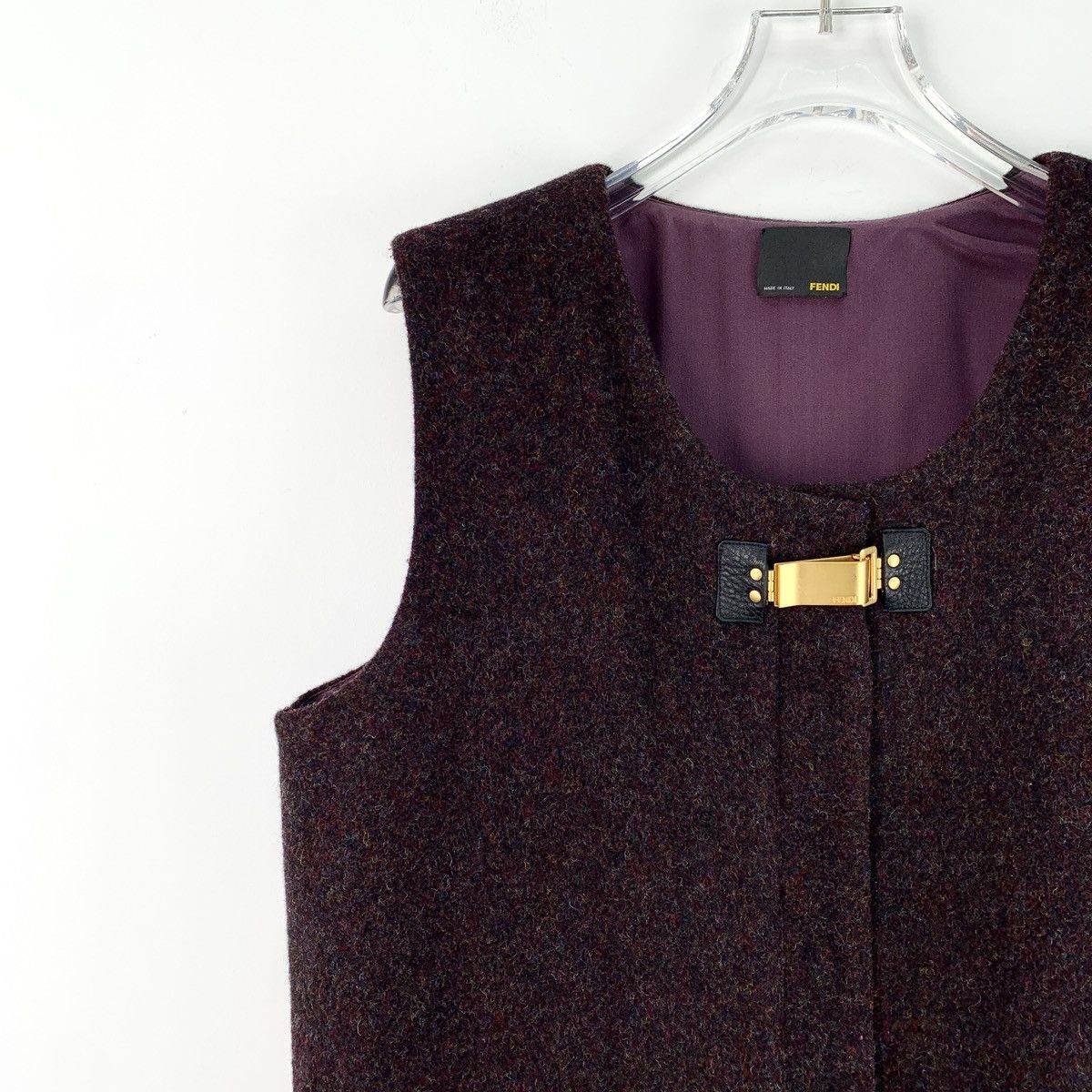 Fendi Fendi dark purple locker wool tweed dress Size M / US 6-8 / IT 42-44 - 3 Thumbnail