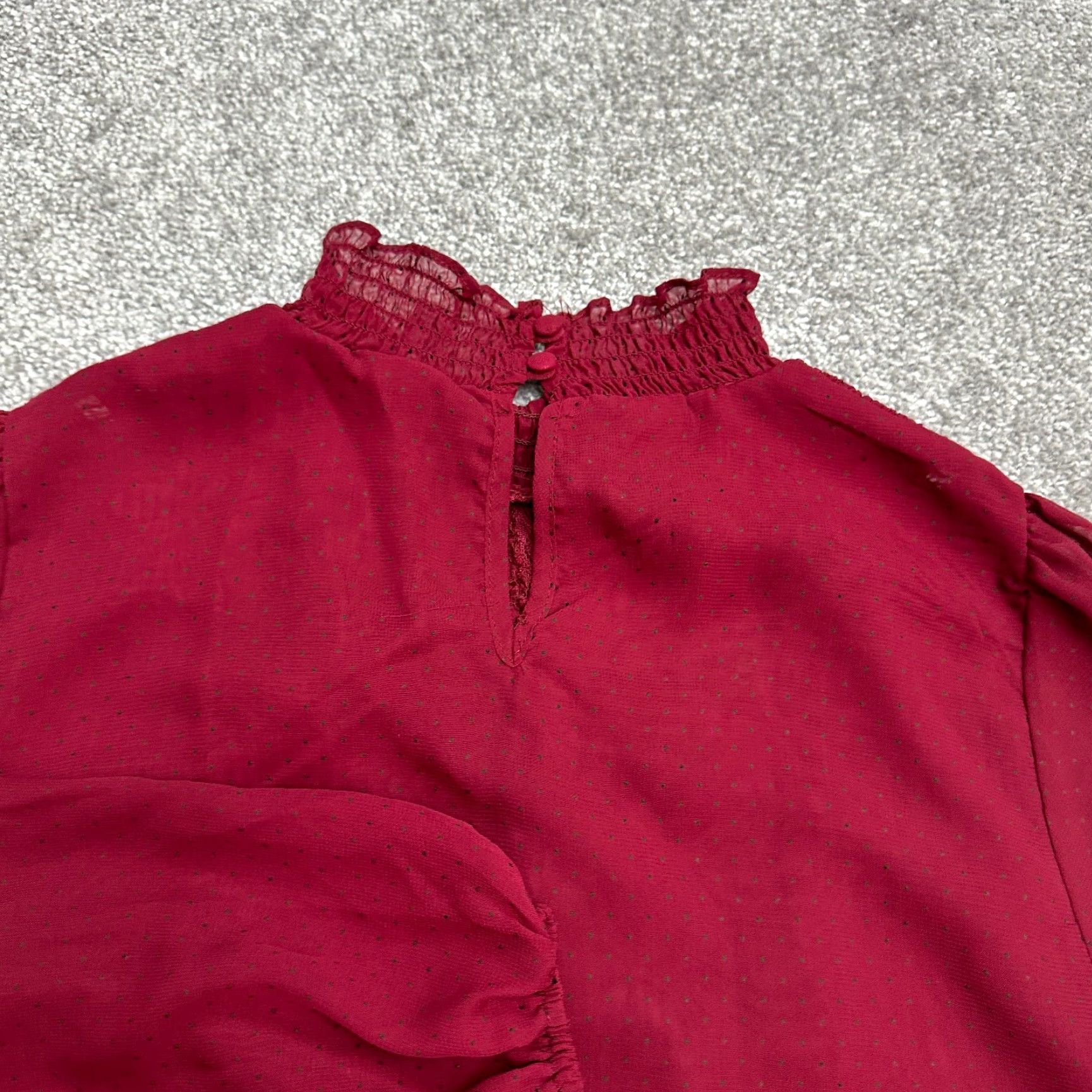 AQUA Aqua Blouse Shirt Womens M Red Mock Neck Long Sleeve Tunic Polka Dot Knit All Seasons Breathable Easy Care Regular Designer Classic 90s? Size M / US 6-8 / IT 42-44 - 4 Thumbnail