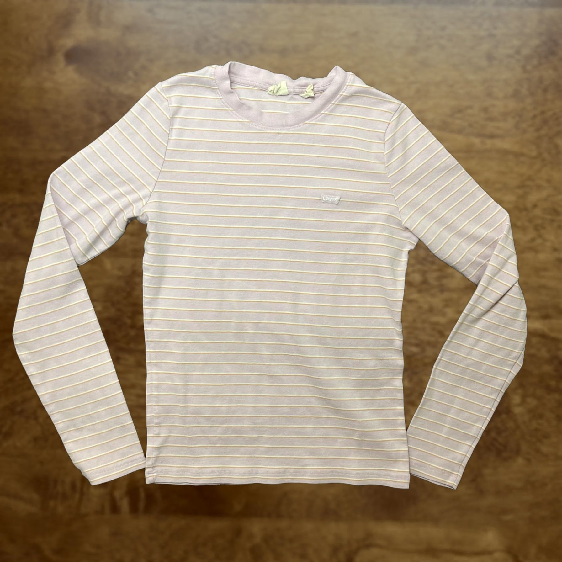 Levi's VINTAGE Levi's Shirt Womens Medium Pink Stripe Crew Neck Long Sleeve Cotton Jersey Top Size M / US 6-8 / IT 42-44 - 1 Thumbnail