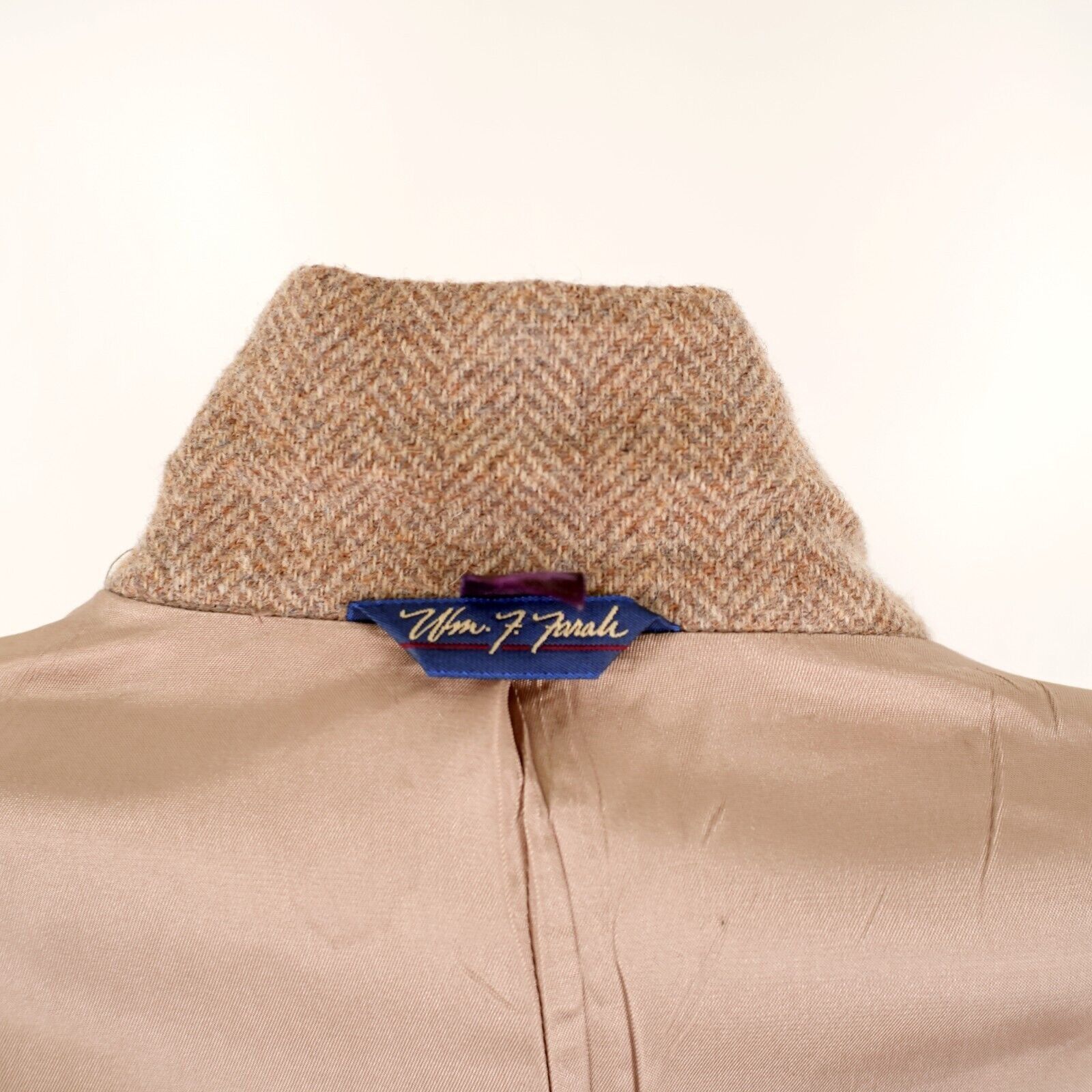 Farah WM F Farah Tweed Wool Tan Herringbone 2 Leather Button Sport Size 40L - 12 Thumbnail