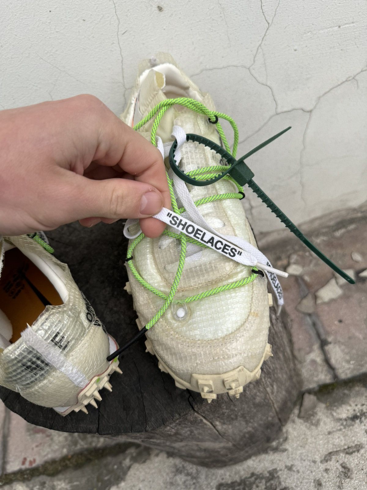 Nike × Off-White Nike Waffle Racer X Off-White White Electric Green Size US 7 / EU 40 - 14 Thumbnail