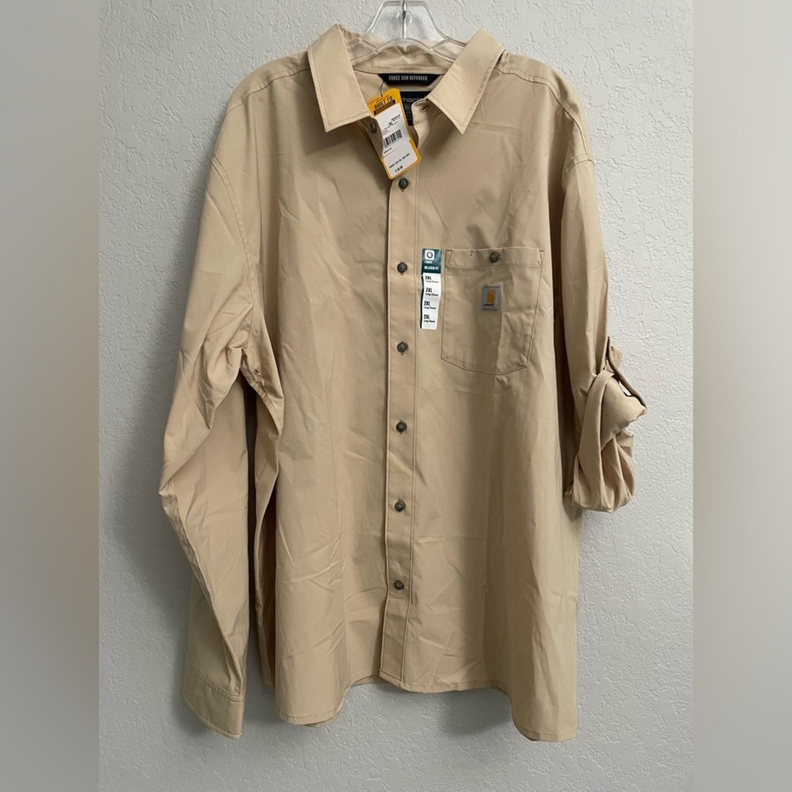 Carhartt CARHARTT Force Sun Defender Khaki Shirt Mens 2XL Long Sleeve Size US XXL / EU 58 / 5 - 1 Thumbnail