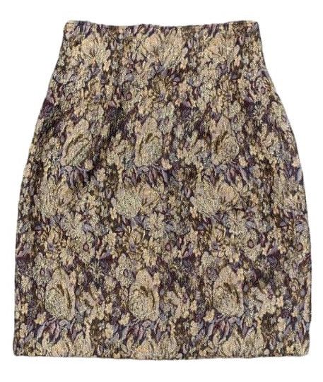 Christian Dior Monsieur × Dior × Vintage Vintage Christian Dior Slit Thread Gold Flower Mini Skirt Size 26" / US 2 / IT 38 - 1 Thumbnail