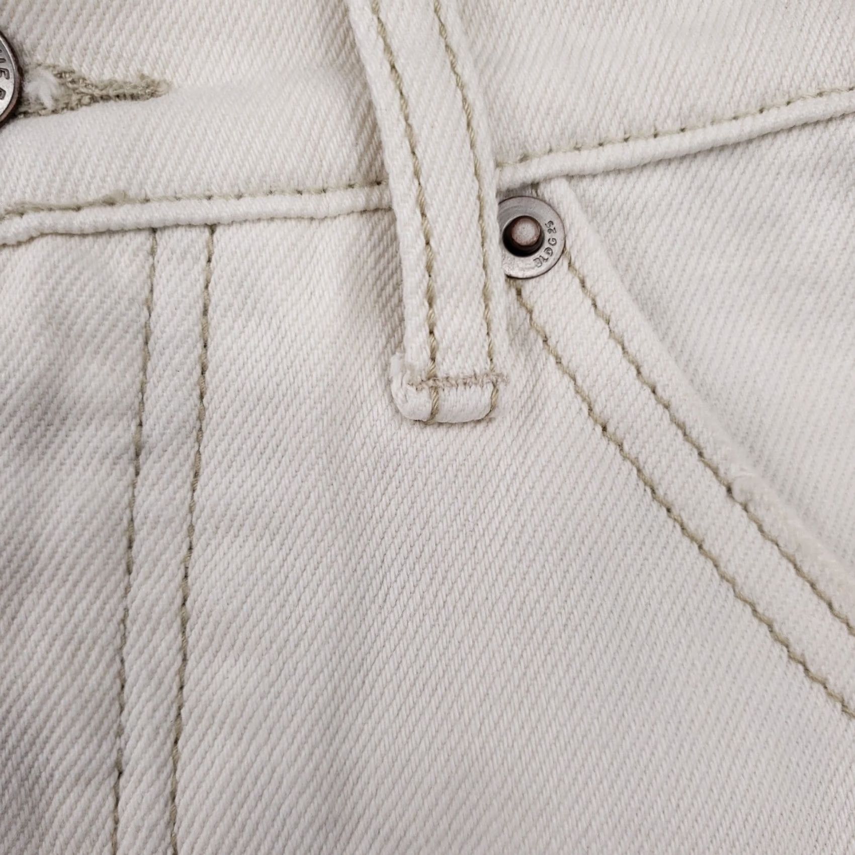 Vintage We The Free Skirt Womens 24 White Button Fly Cut Off Mini Short Denim Skirt Size 42" / US 20 - 3 Thumbnail