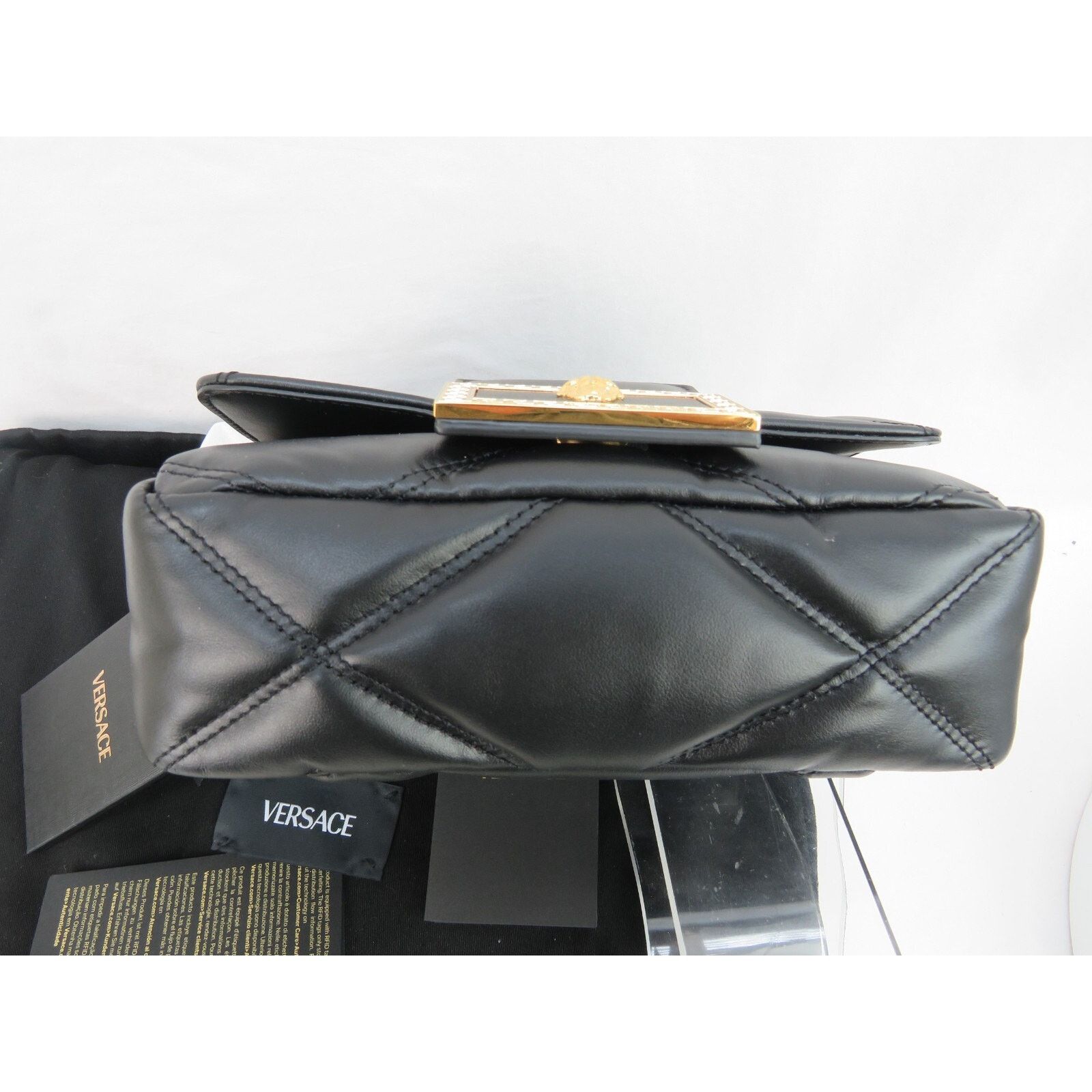 Versace VERSACE QUILTED BLACK LEATHER GOLD MEDUSA GOLD CHAIN BAG $2K Size ONE SIZE - 13 Thumbnail