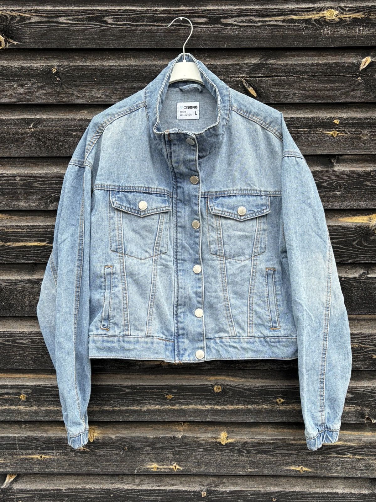 Other Oisono Denim Collection Cropped Denim Jacket Size L Blue Size L / US 10 / IT 46 - 4 Thumbnail