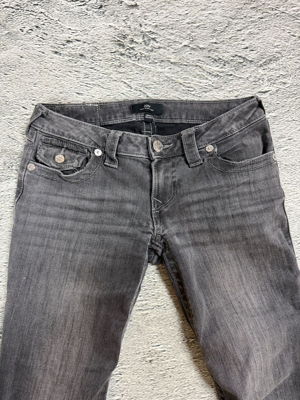 True Religion jeans grey thick stitching Joey flared
