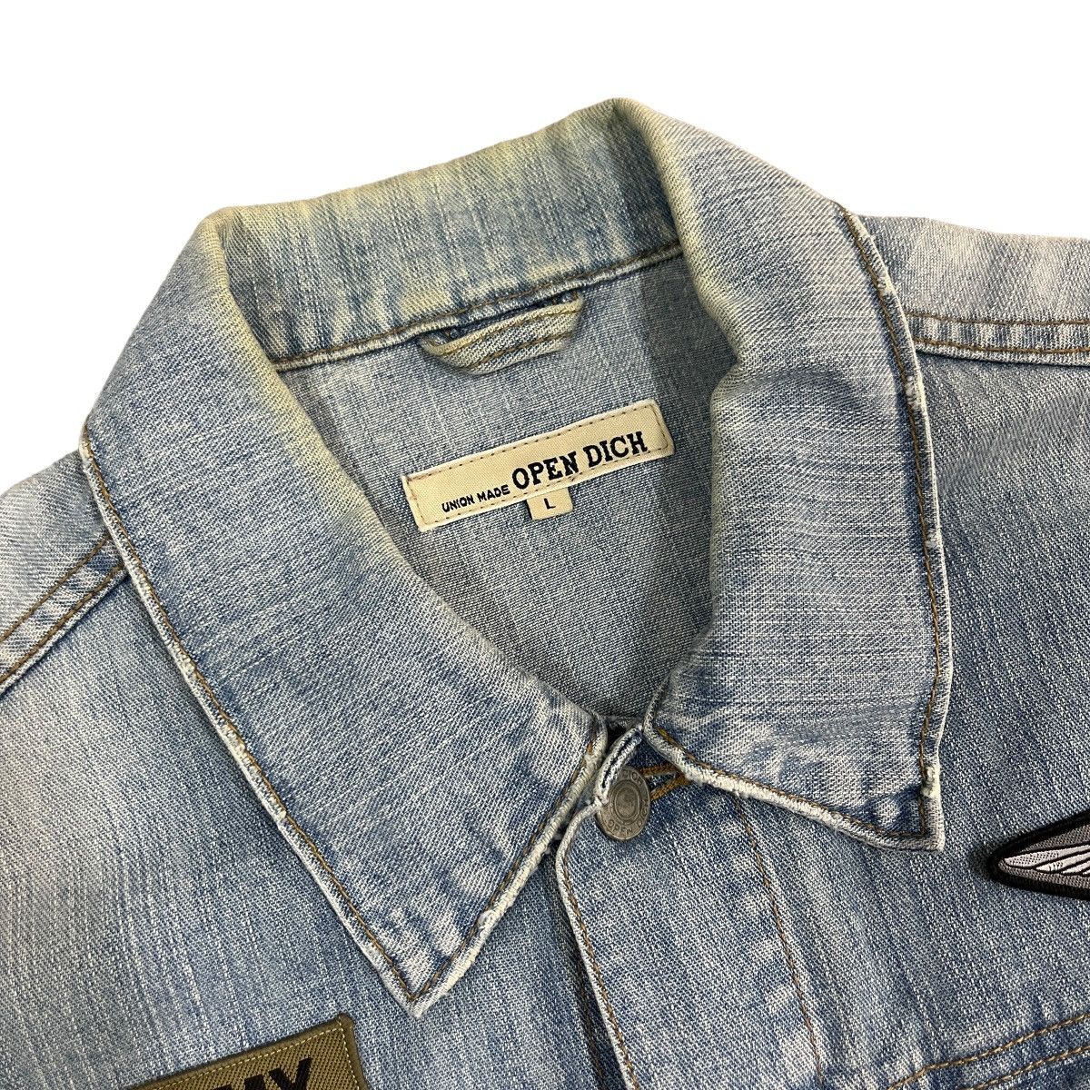 Japanese Brand Union Made Denim Blue Trucker Jacket with Patch Size US L / EU 52-54 / 3 - 5 Thumbnail