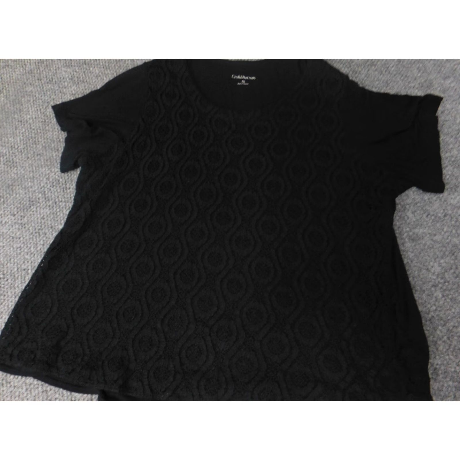 Croft & Barrow Croft & Barrow Blouse Womens 2X Black Crew Neck Short Sleeve Pullover Stretch Casual Shirt Classic 2X Womens Size XXL / US 16-18 / IT 52-54 - 2 Thumbnail