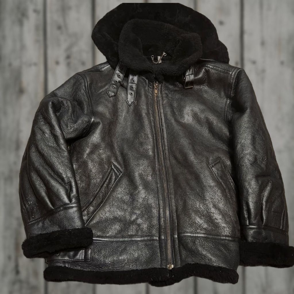 Vintage USAF Bomber Jacket Coat Men XL Brown Hooded Shearling MIL-J-1704B Vintage 071248139 Size US XL / EU 56 / 4 - 1 Thumbnail