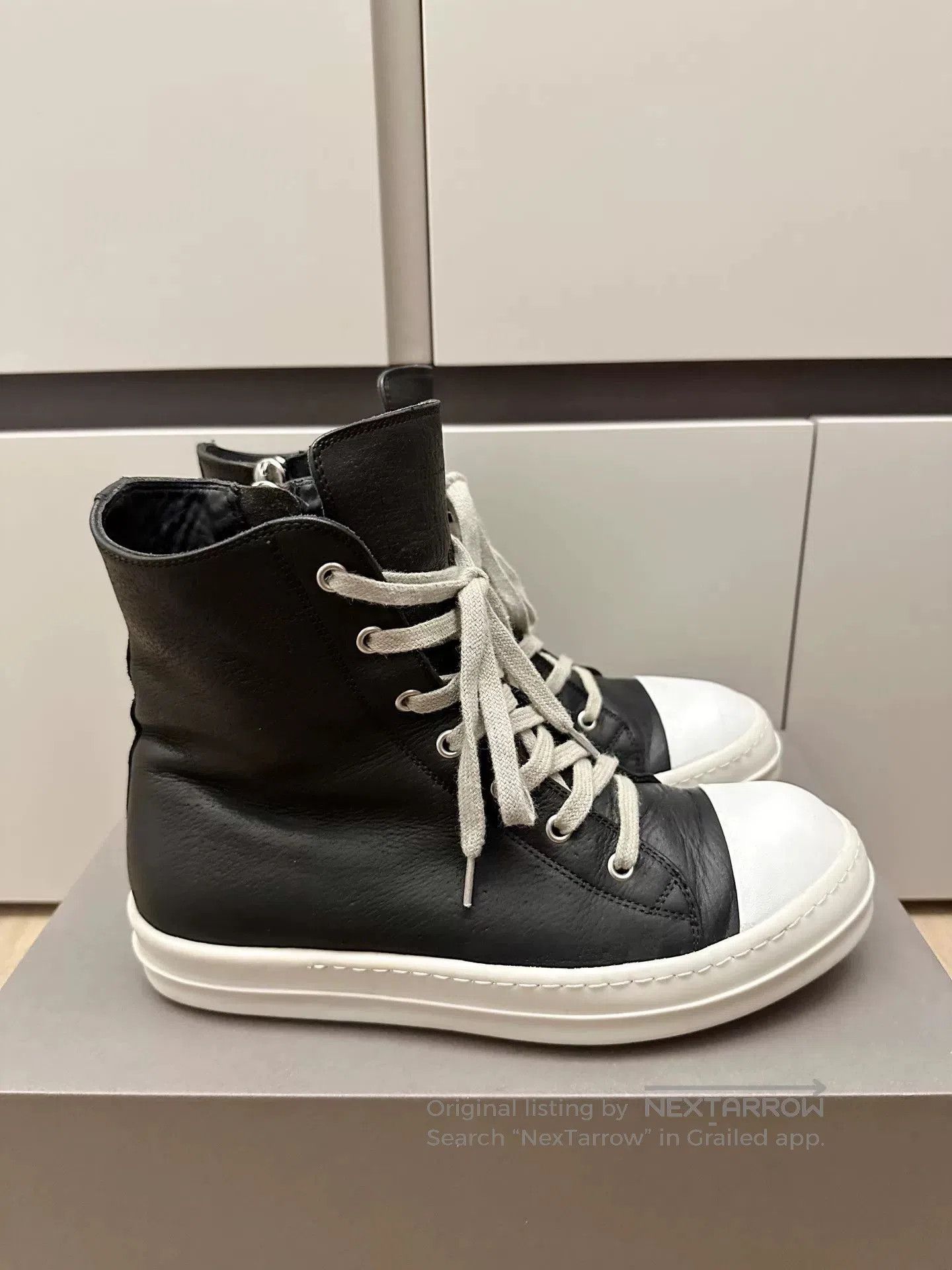 Rick Owens Ricki Owens RO High-Top Leather Zipper Sneakers. Size US 7 / EU 40 - 3 Thumbnail