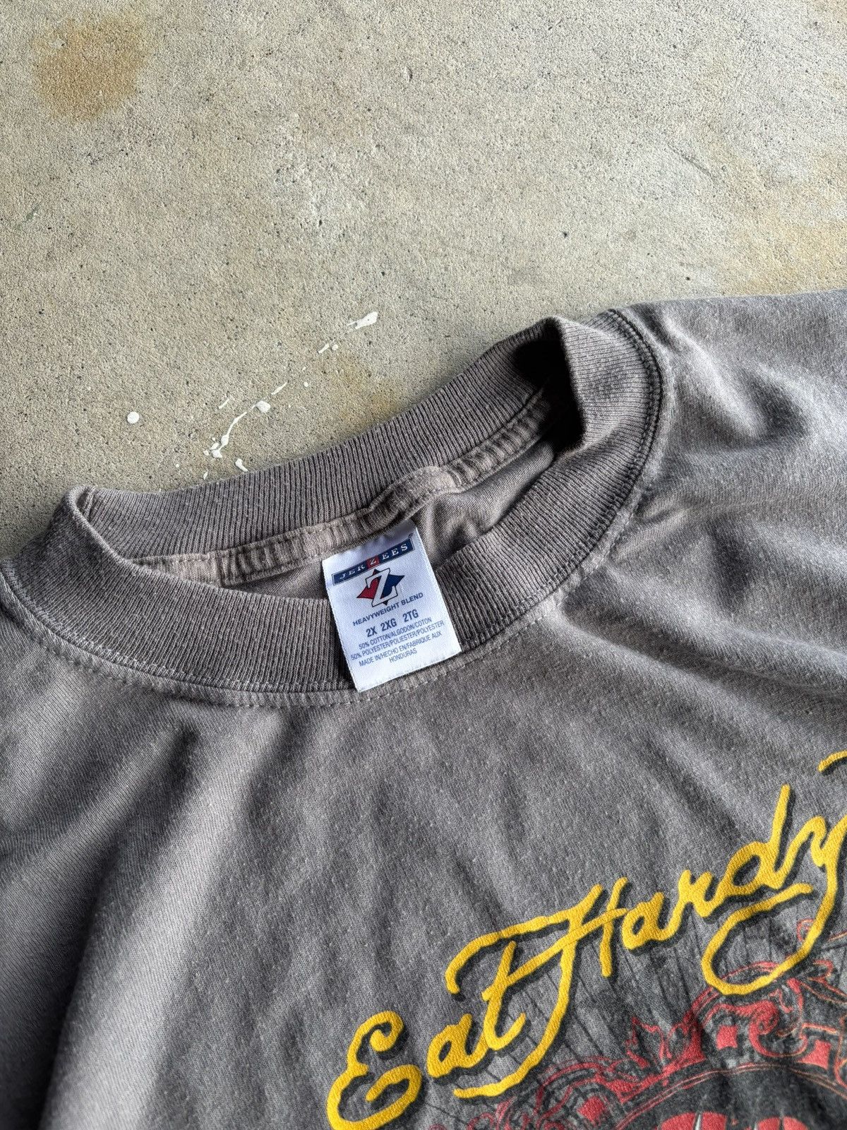 Ed Hardy Vintage Ed Hardy Fish Boxy Grunge Grey Tee Size US XXL / EU 58 / 5 - 4 Thumbnail