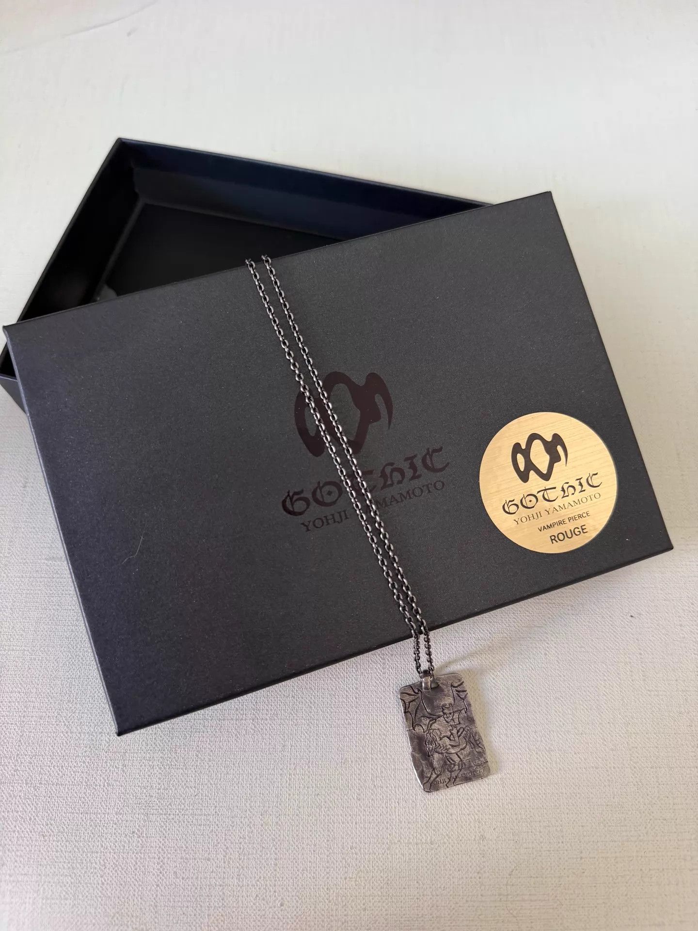Yohji Yamamoto Yohji Yamamoto Gothic 950 Silver Devil Dog Tag Necklace Size ONE SIZE - 1 Thumbnail