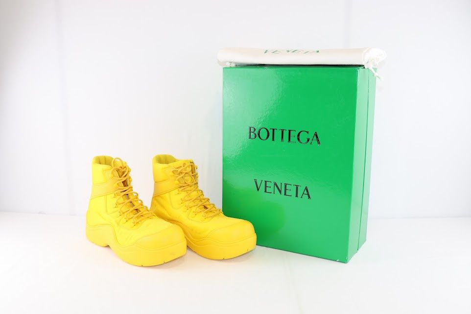 Bottega Veneta o1rshd1 Puddle Bomber Fabric Boots in Egg Yolk Color Size US 8 / EU 41 - 1 Thumbnail