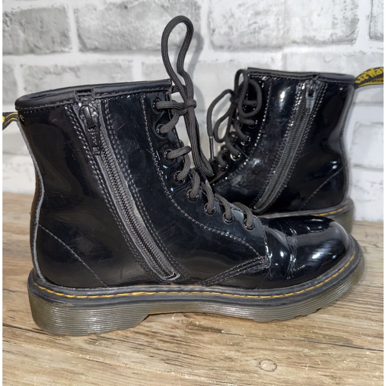 Dr. Martens DR MARTENS Patent Black Leather Side Zip Boots Women US 3 UK 2 Combat Zip Boots Black Leather Patent Side Zip Women US 3 UK 2 Dr Martens Combat Boots Size US 5.5 / IT 35.5 - 4 Thumbnail