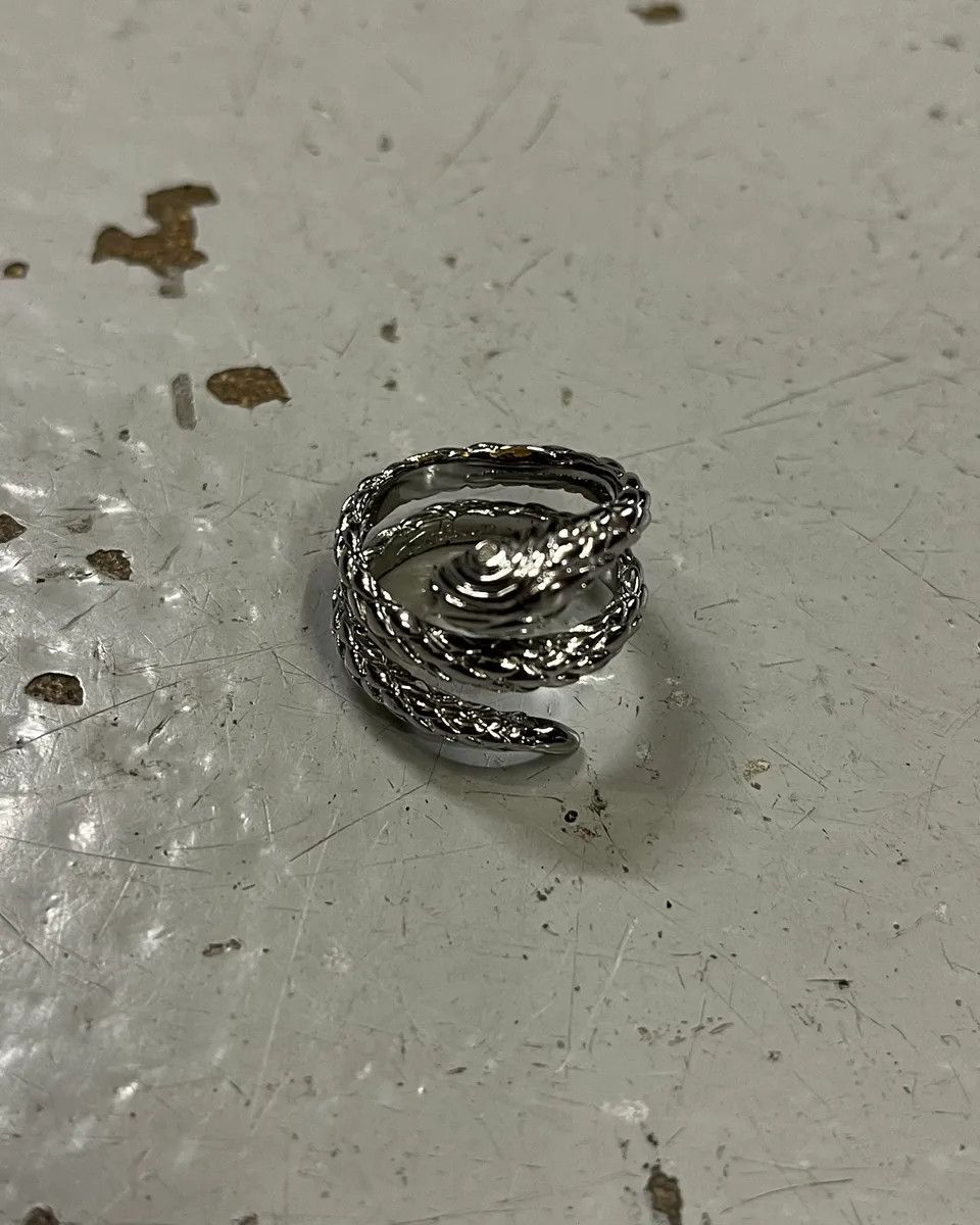 Just Cavalli 2000s Cavalli Grey Metal Snake Eye Zirconi Ring Size ONE SIZE - 4 Thumbnail