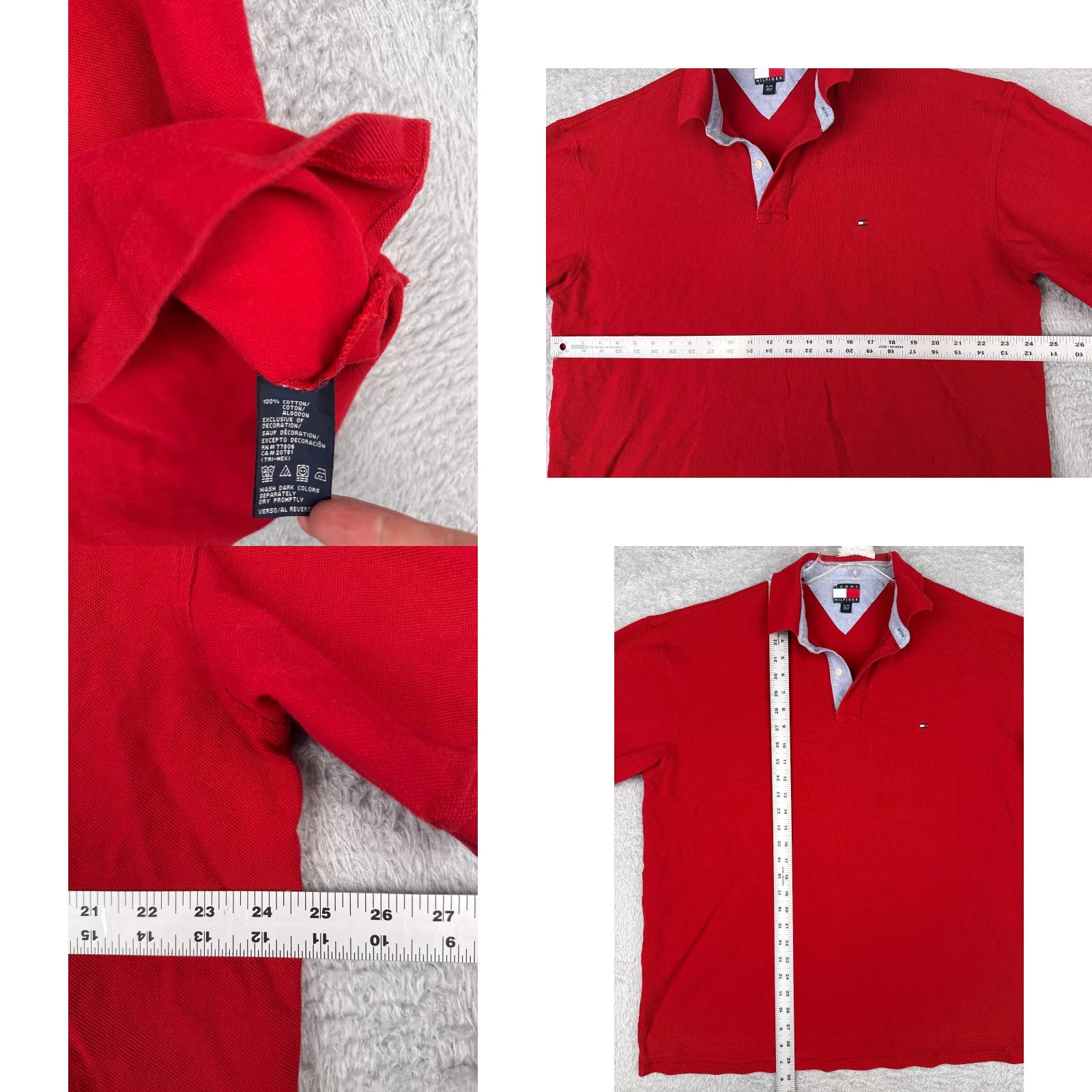 Tommy Hilfiger Tommy Hilfiger Polo Shirt Men XL Red 100% Cotton Jersey Short Sleeve Golf Classic Mens Size US XL / EU 56 / 4 - 8 Thumbnail