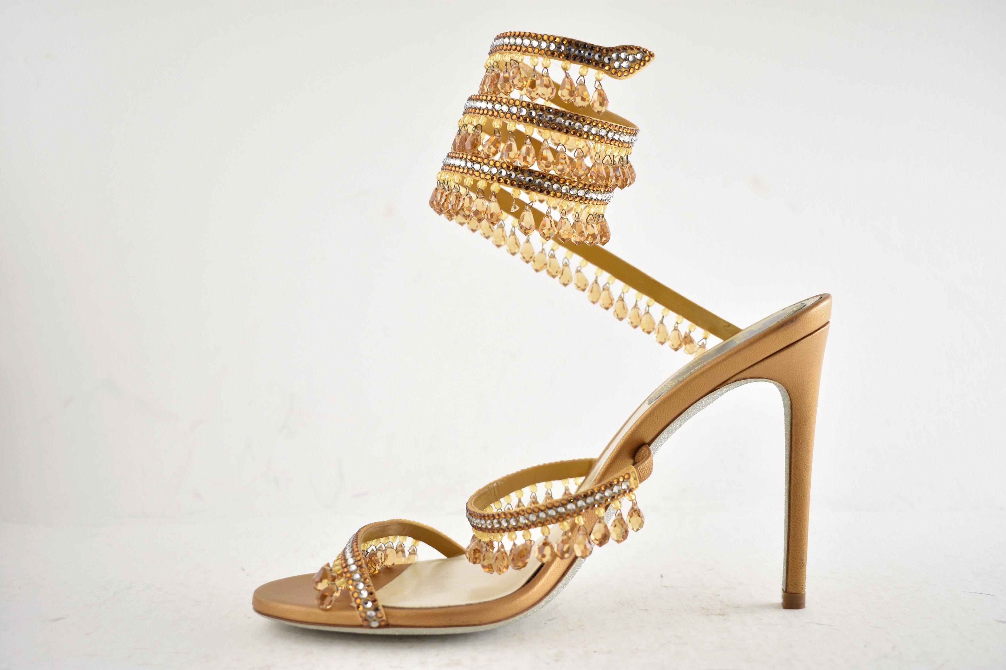 Rene Caovilla Chandelier Amber Strappy Ankle Wrap Sandal Heel Pump 36 Size US 6 / IT 36 - 12 Thumbnail