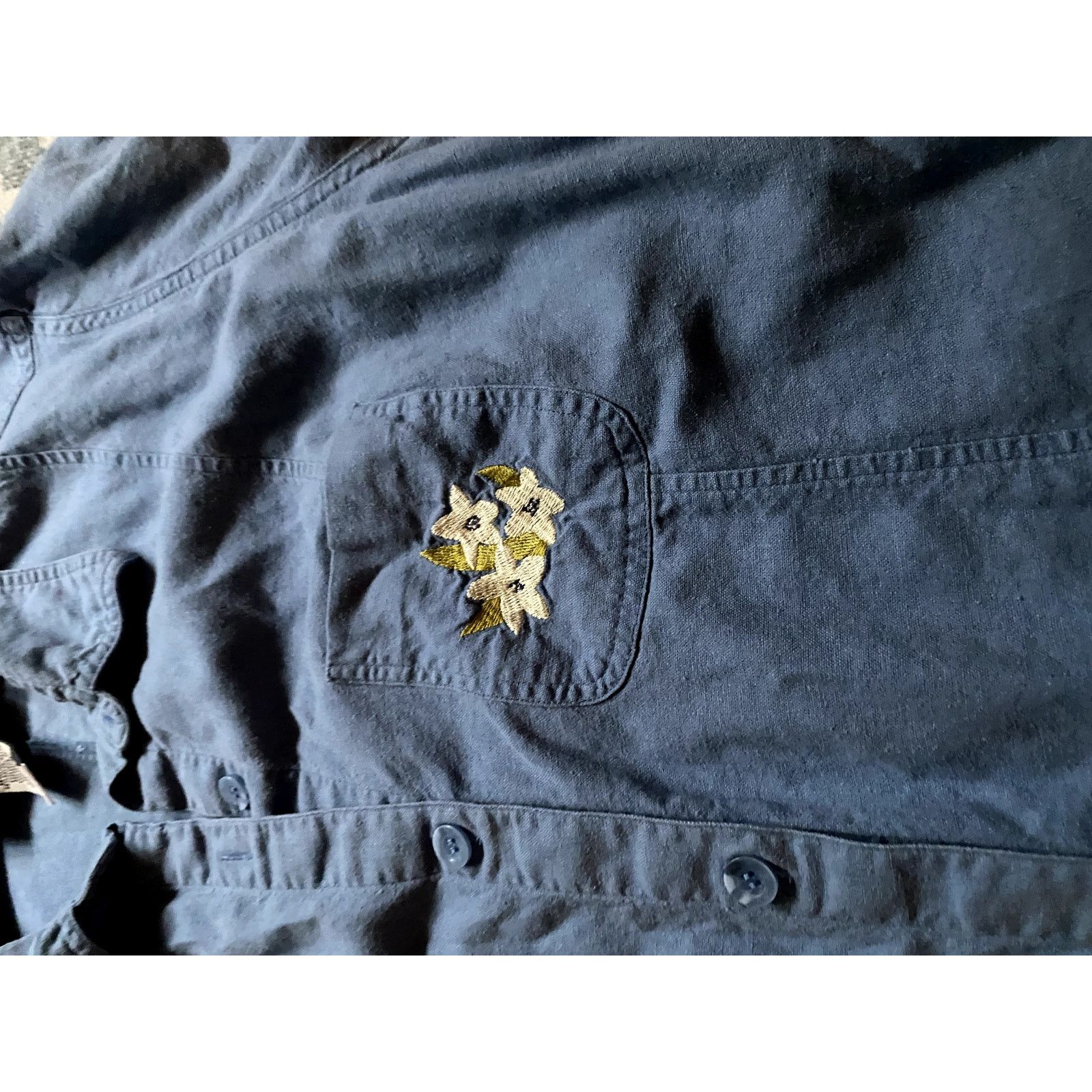Vintage Vintage Embroidered Linen Denim Button Up Top 1X Floral Size XXL / US 16-18 / IT 52-54 - 3 Thumbnail