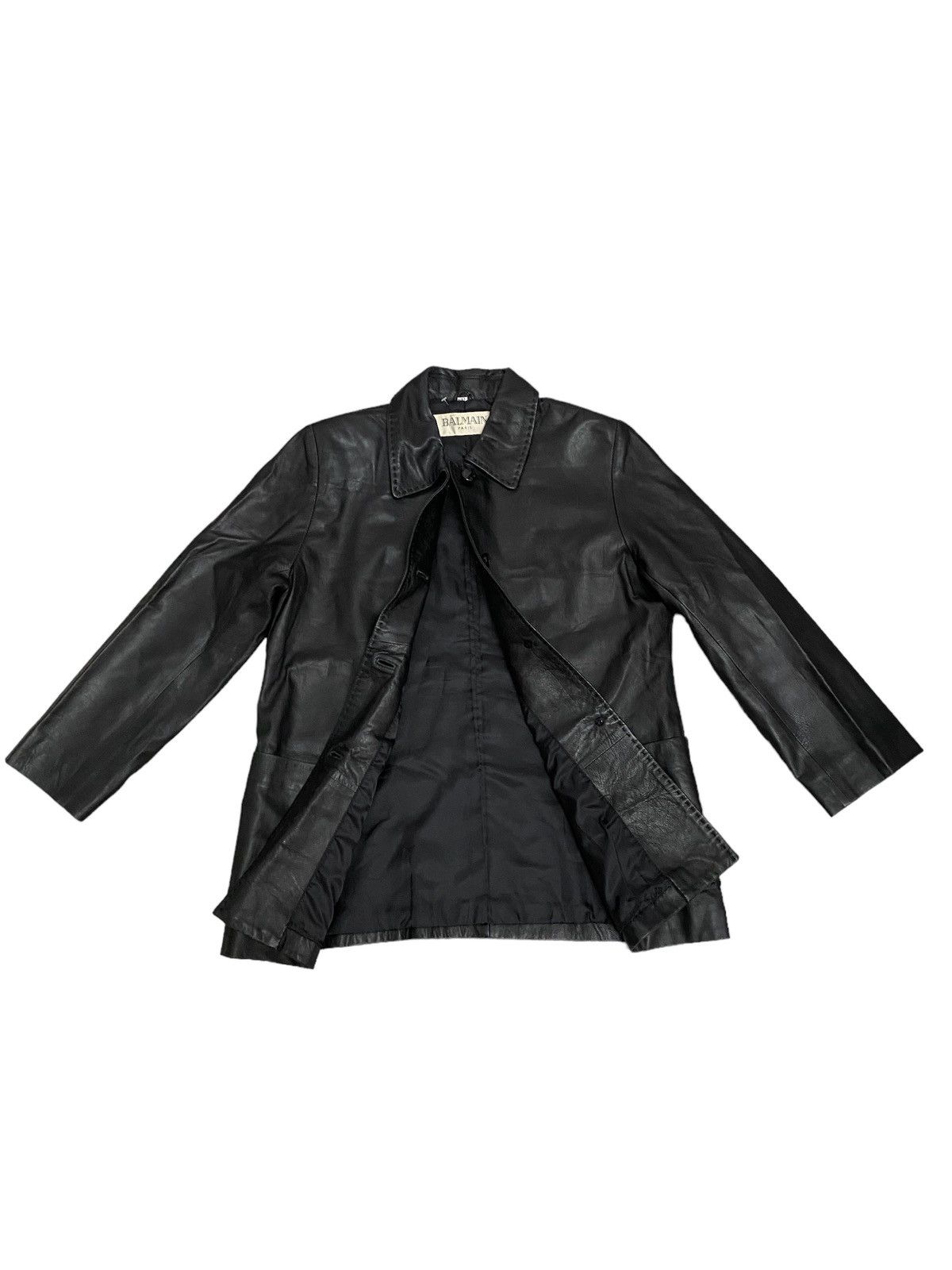 image of Offervintage Balmain Paris Sheepskin Leather Jacket in Black, Men's (Size Medium)