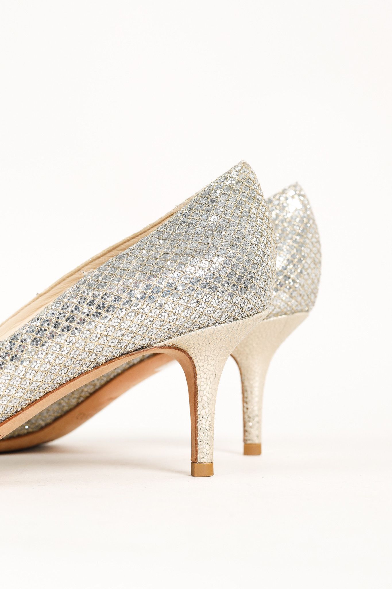 Jimmy Choo Jimmy Choo Isabel Champagne Glitter Peep-Toe Pumps Size US 8 / IT 38 - 7 Thumbnail