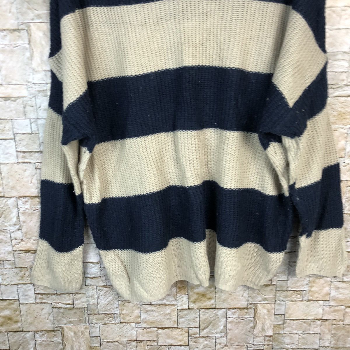 Homespun Knitwear × Japanese Brand × OVER THE STRiPES Thille Anap Brown Stripe Knitwear #A1060 Size US L / EU 52-54 / 3 - 6 Thumbnail