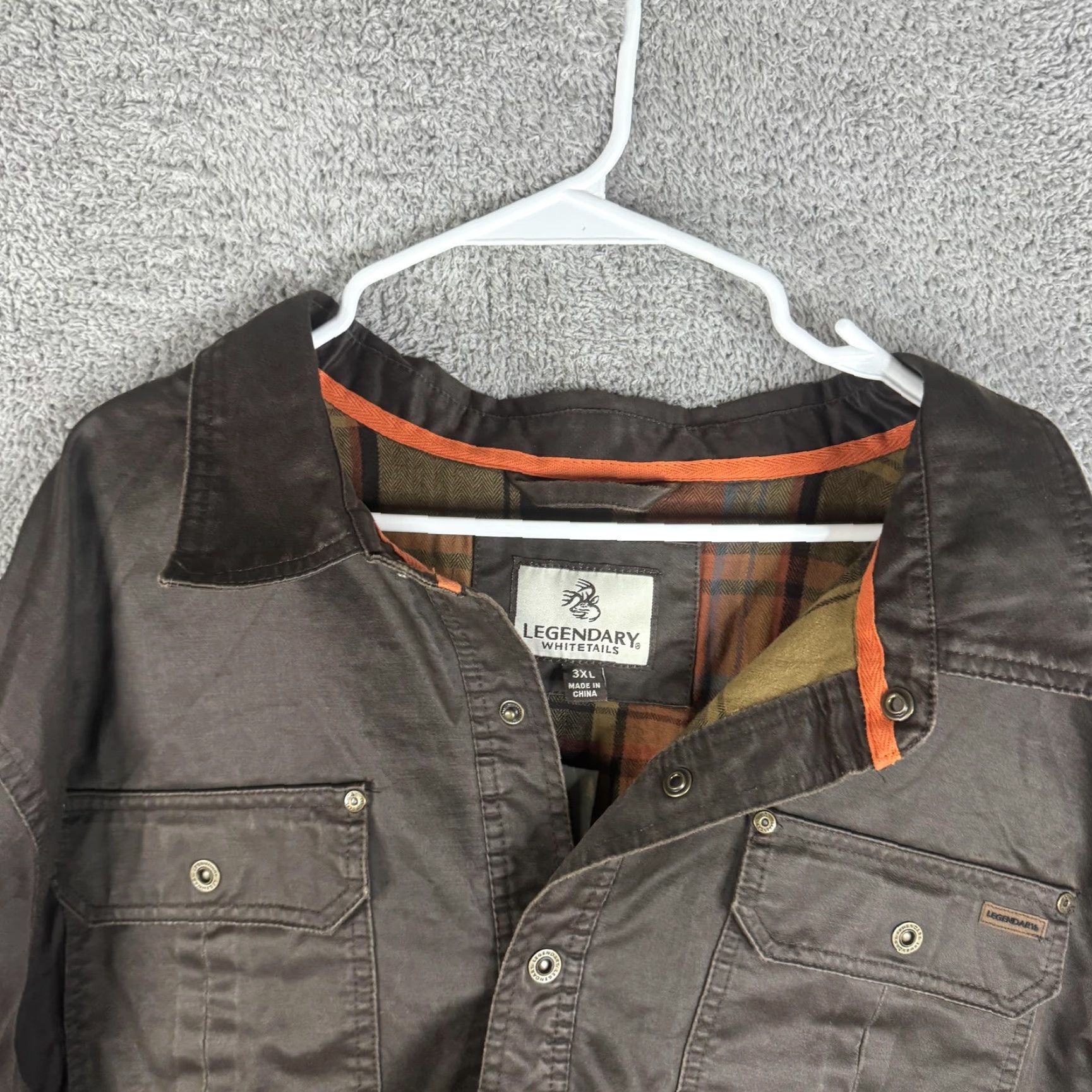 Vintage Legendary Whitetails Journeyman Shirt Jacket 6723 Mens 3XL Waxed Canvas Shacket Brown with Plaid Lined Pockets Waxed Shirt Jacket Size US XXL / EU 58 / 5 - 5 Thumbnail