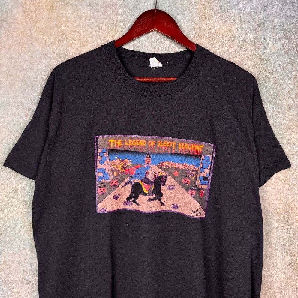 Vintage VTG 80s Screen Stars Sleepy Hollow T Shirt XL Black Single Size US XL / EU 56 / 4 - 1 Thumbnail