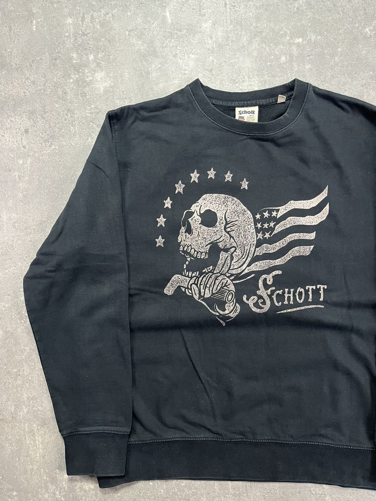 Schott Schott Vintage Skull Logo Crewneck Sweatshirt XL Size US XL / EU 56 / 4 - 4 Thumbnail